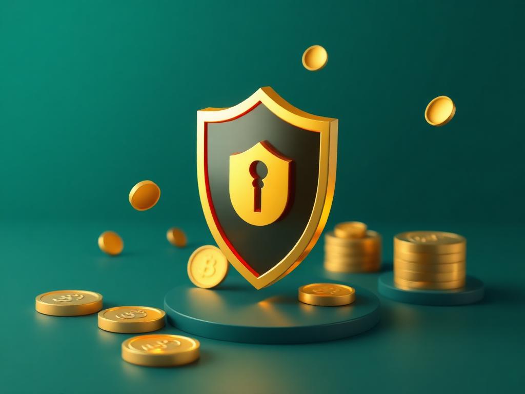 Gouden schild met slot als symbool voor veilige betalingen